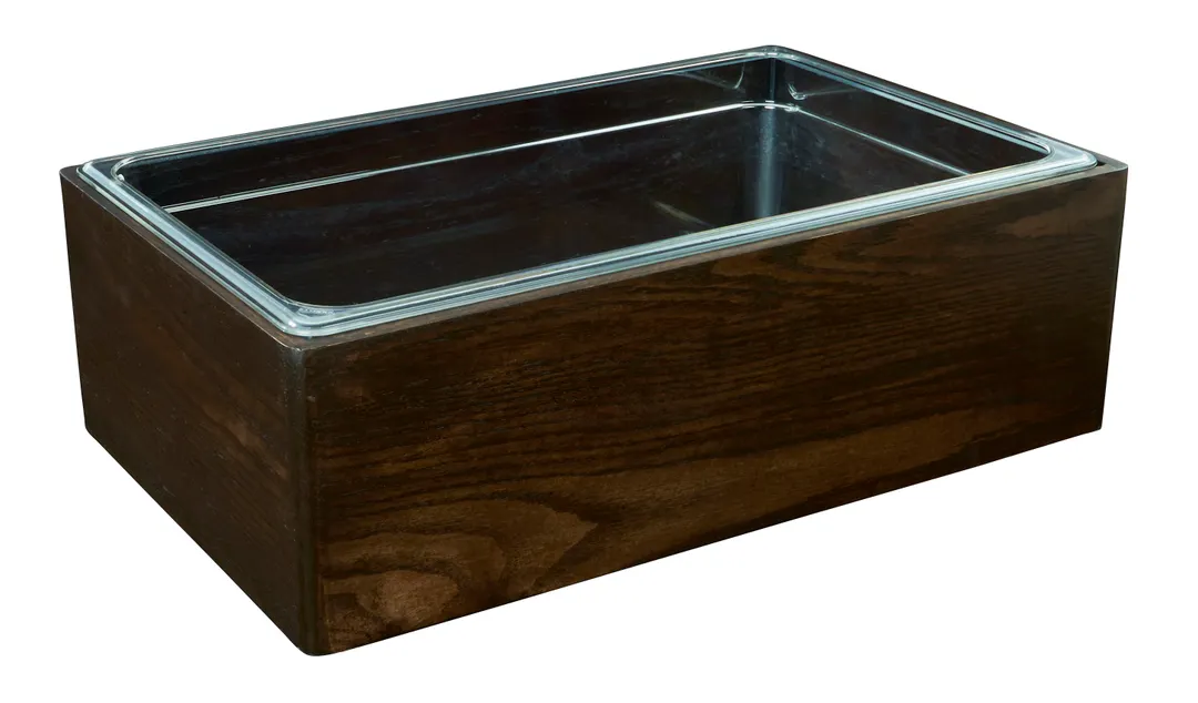 Cal-Mil 22421-10-112 Ice Bucket, 11" x 13" x 6½" H, Curved Edges, Stained Oak Wood, Browns Finish