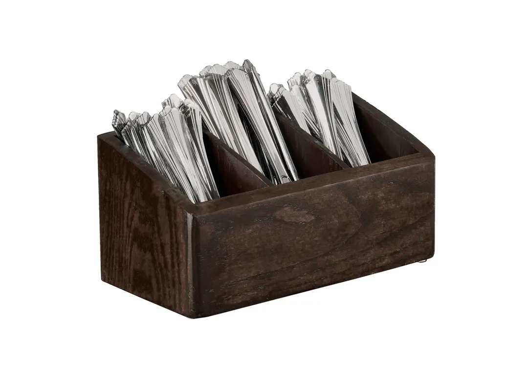 Cal-Mil 22424-112 Heritage 3-Compartment Wood Flatware Holder, 5-1/2" x 10-1/2" x 5"H