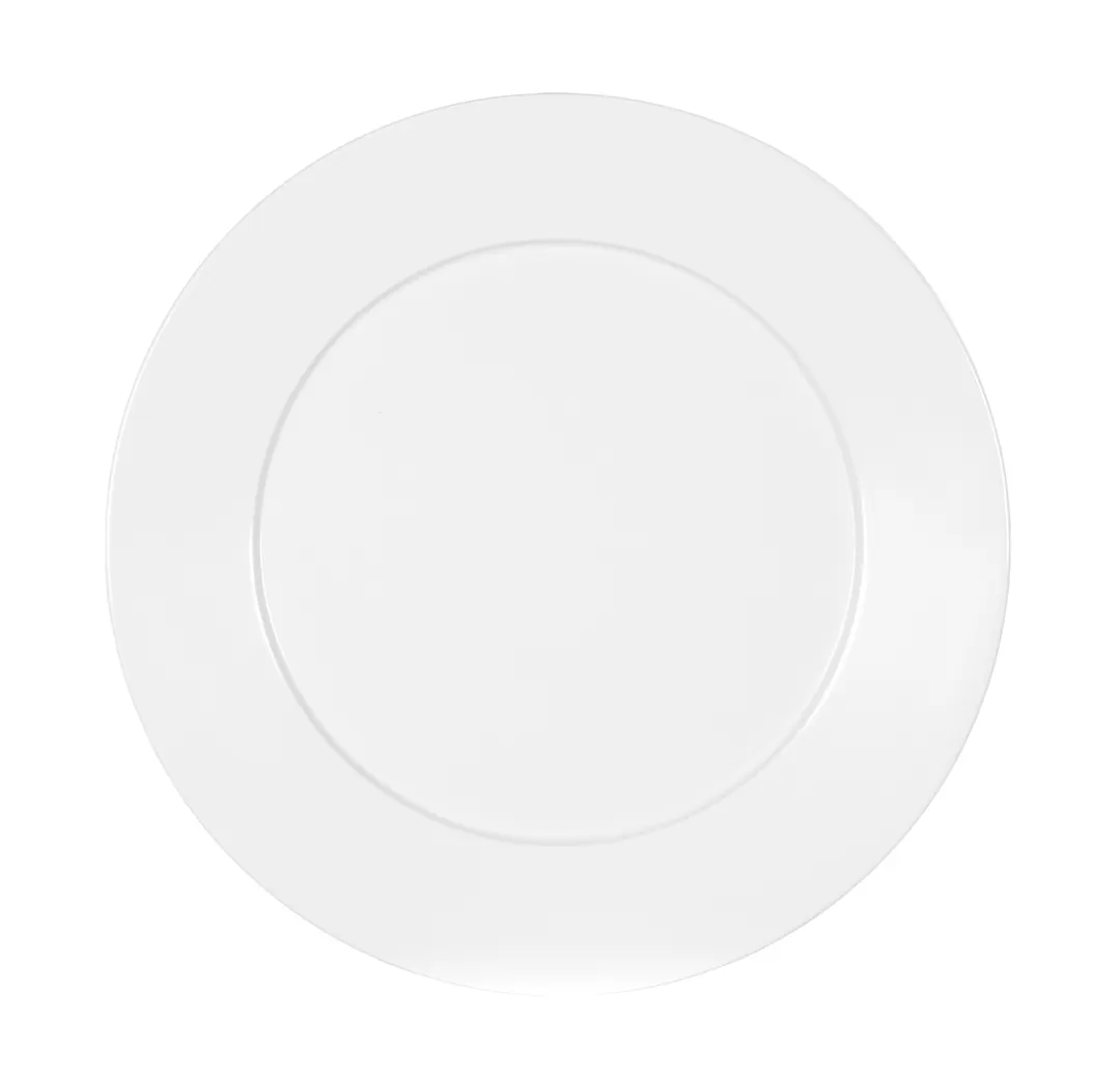 Cal-Mil 22446-11-15 Reusable Plastic Plate, 11" Dia x 3/4" H, Round White Melamine Medium Rim