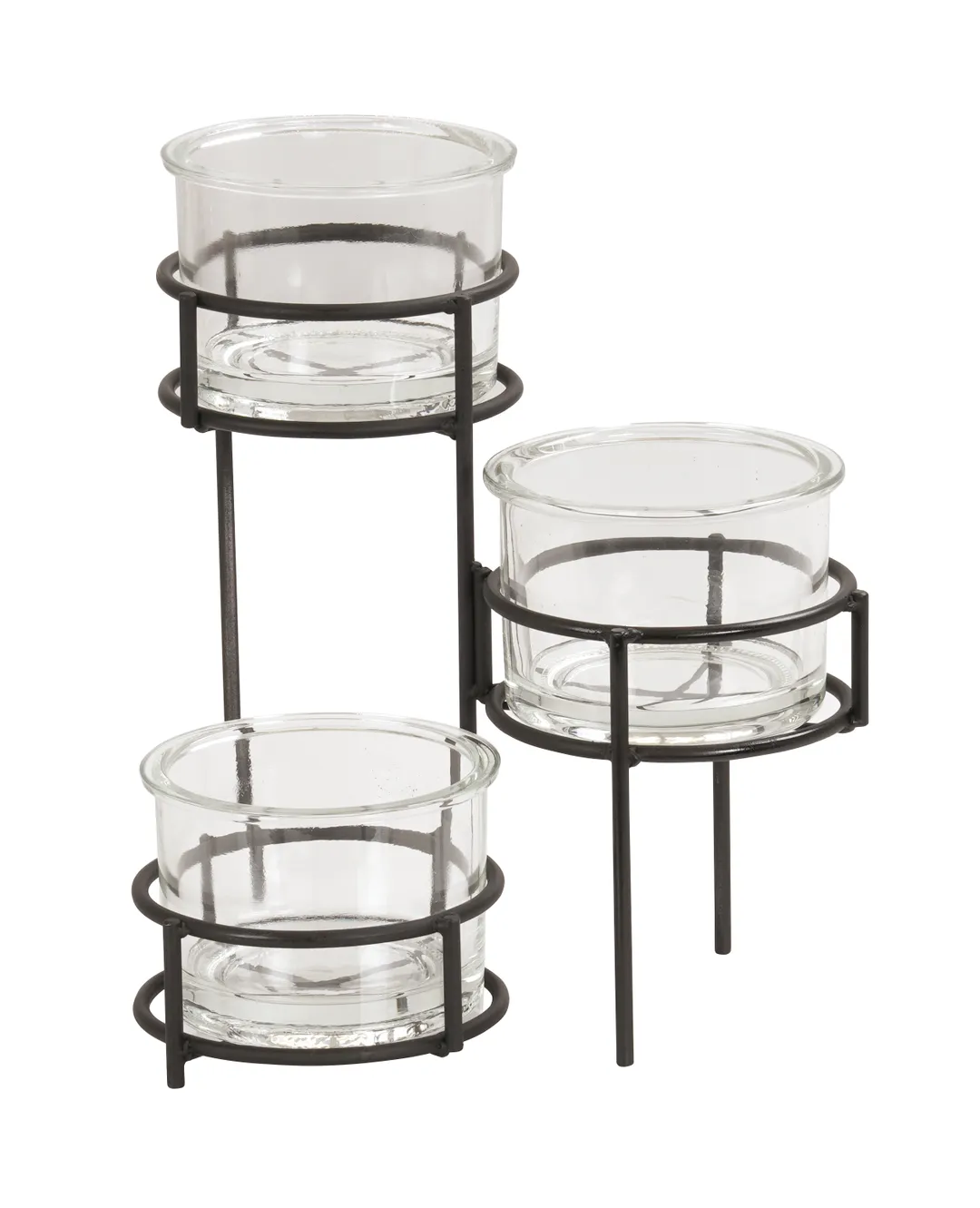 Cal-Mil 22604-32-13 Jar Display, 11"W X 11"D X 12.25"H, 3 Tiered, Includes (3) 32 Oz. Round Glass Jars