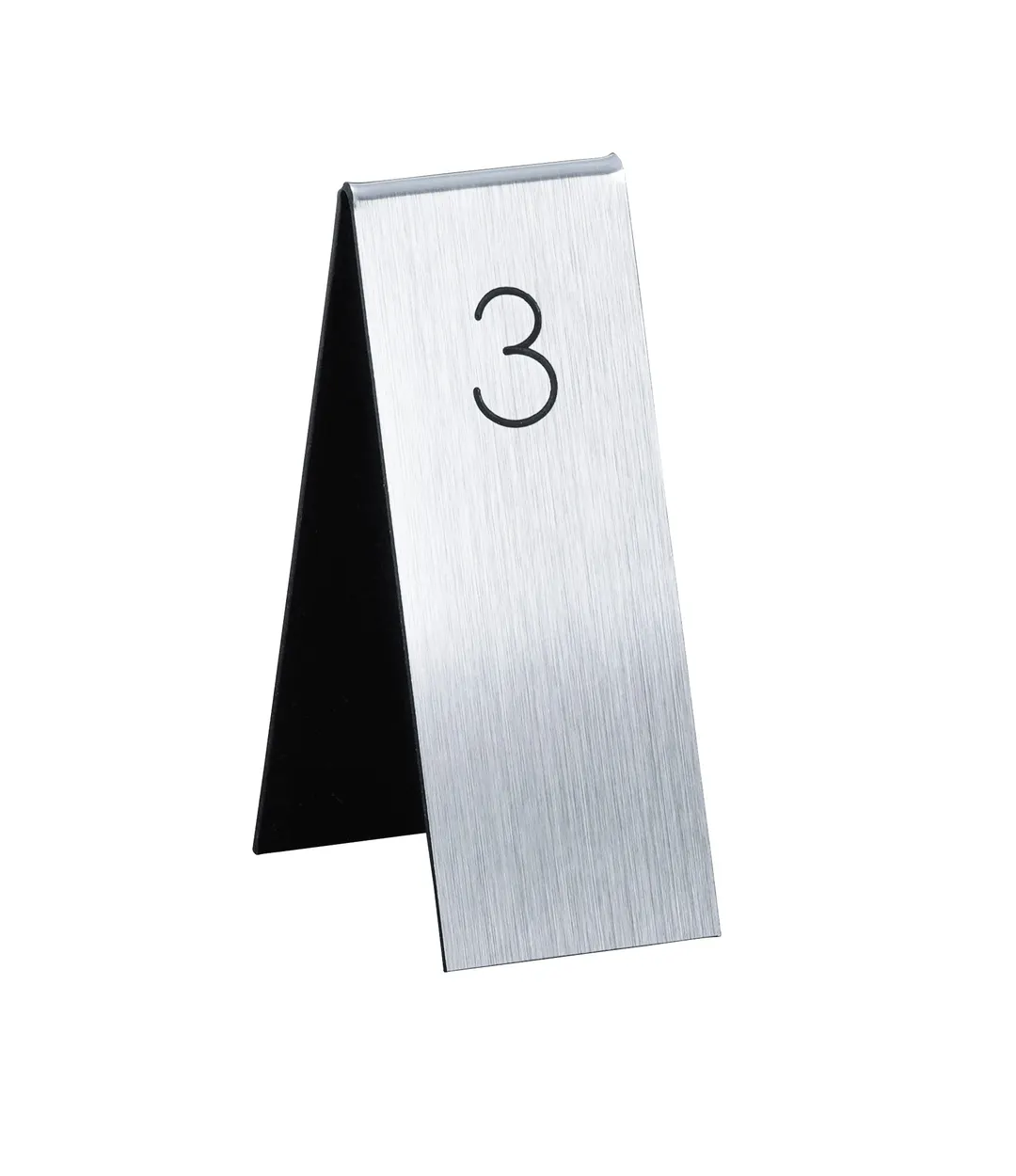 Cal-Mil 22623-10 Engraved Restaurant Table Number Tent, Vertical 1-3/4"W x 5"H, Silver/Black Finish