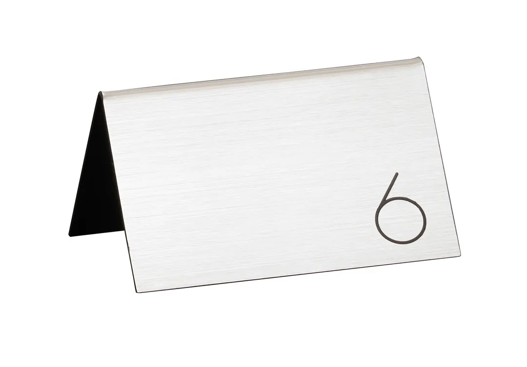 Cal-Mil 22625-10 Engraved Table Number Tent, Horizontal 5" W x 3-1/2" H, Silver/Black Finish