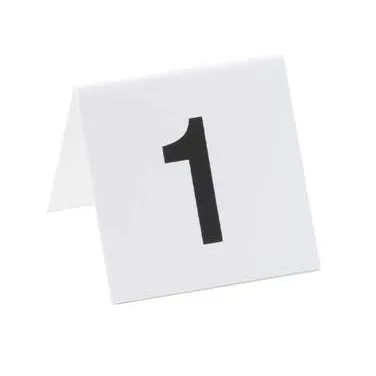 Cal-Mil 227-2 Number Tent Sign, 3" X 3" White Plastic with Black Numbers, Set #51-#75