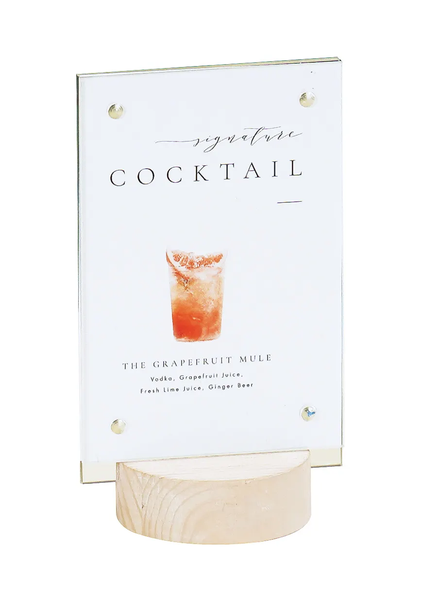 Cal-Mil 22801-46-113 Sign Holder, 4" x 6" White-Washed Pine Base, Magnetic Acrylic Top - Newport