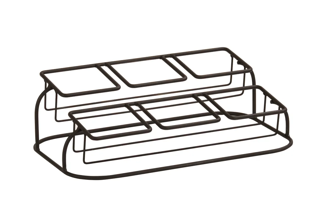 Cal-Mil 22802-6-13 6 Jar Display, 16.5"W X 5"D X 3.75"H, 2 Tiers (6) Square Glass Jars Included