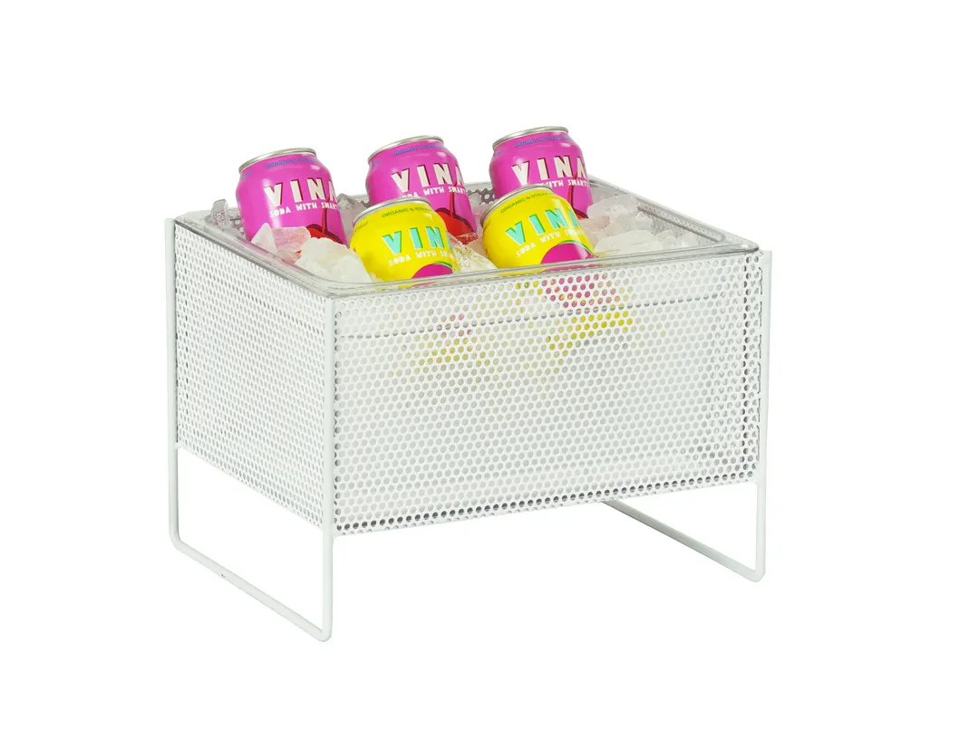 Cal-Mil 22907-10-15 Juno Ice Box Beverage Tub, 13" W x 10" D x 9.5" H, White Metal Construction