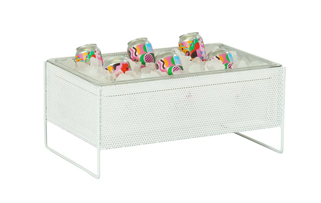 Cal-Mil 22907-12-15 Juno Ice Box, 21" W X 13" D X 9" H White Metal Tub With Water Pan And Liner