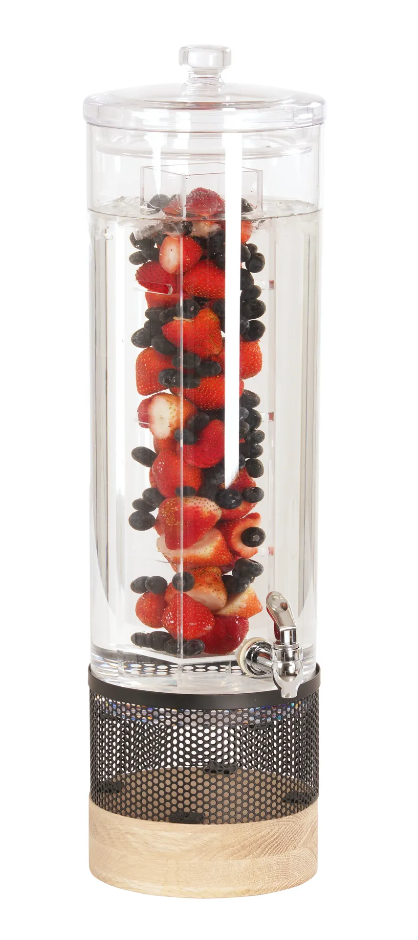 Cal-Mil 22911-3INF-115 Dispenser, 10½" Dia x 24" H, 3‑Gallon Acrylic/Steel Bowl, Chamber/Drip Tray