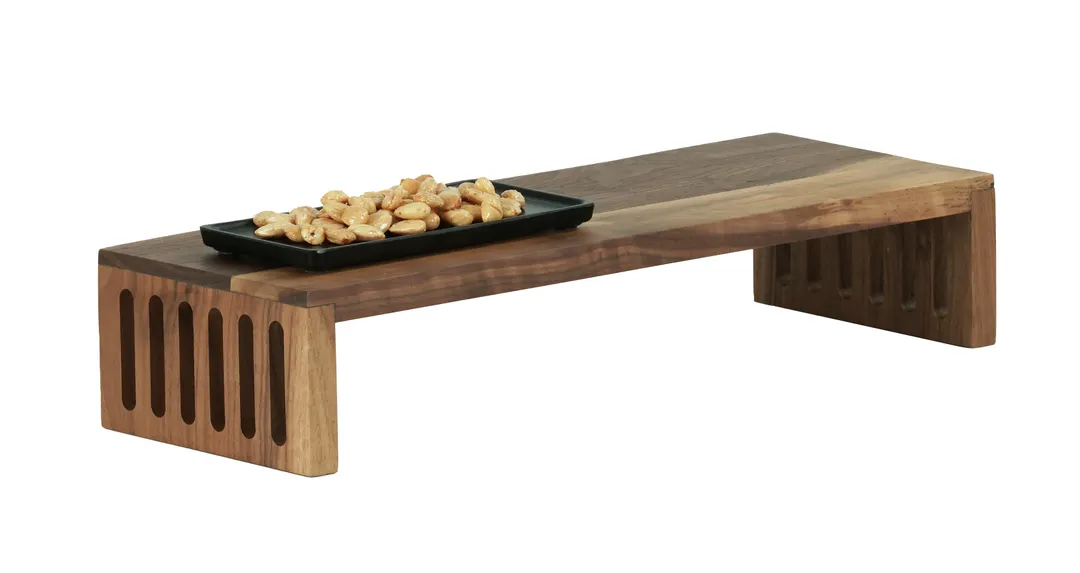 Cal-Mil 23136-1975-78 Sydney Riser, 19" W x 7" D x 5" H Walnut Stand, Width 10-19" Height 5-8"