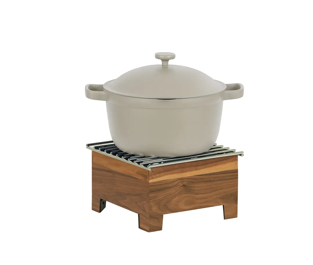 Cal-Mil 23145-78 Sydney Chafer Alternative Griddle Stand, 10.5"W x 10.5"D x 5.5"H, Walnut Finish