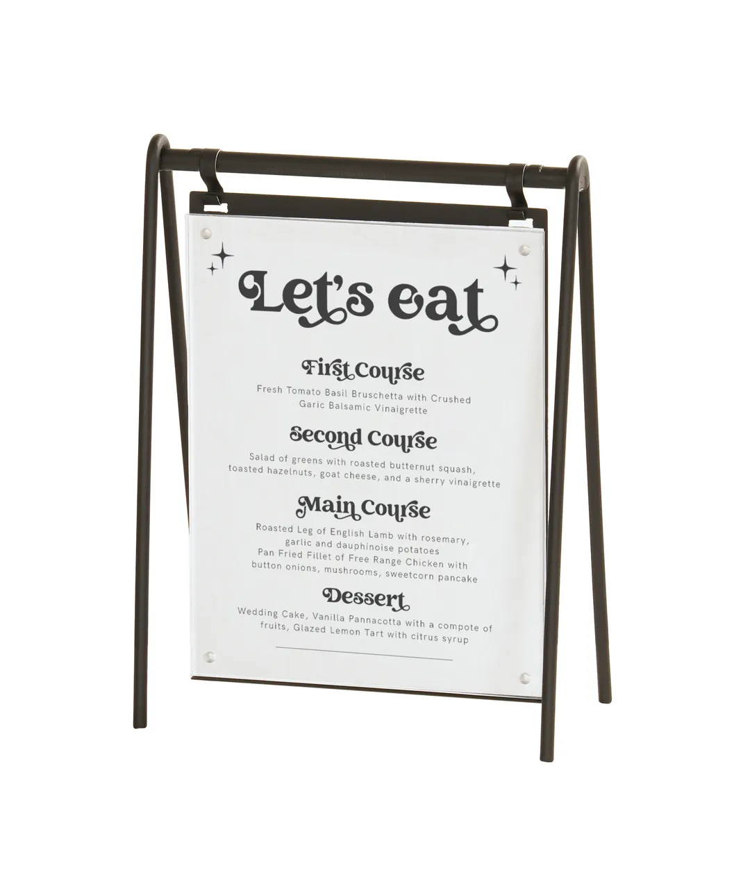 Cal-Mil 23160-811-13 Onyx Hanging Signage, 9.5"W x 4.5"D x 15"H, Clear Acrylic, Black Metal