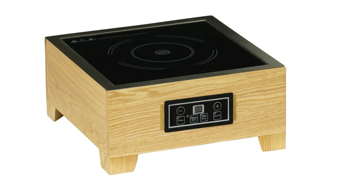 Cal-Mil 23178-21 Sydney Induction Mini Cookware, 22"W x 14"D x 13"H, 1800W 120V 15A, Oak Finish