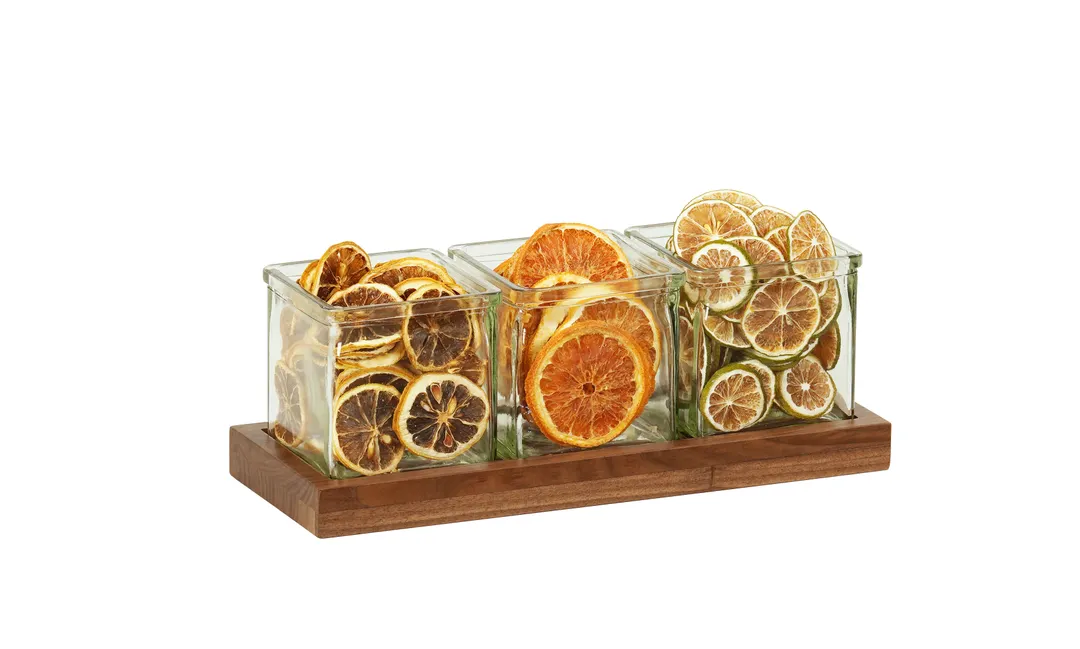 Cal-Mil 23183-78 Sydney 3 Jar Display, 12.75"W X 5"D X 4.5"H, Walnut