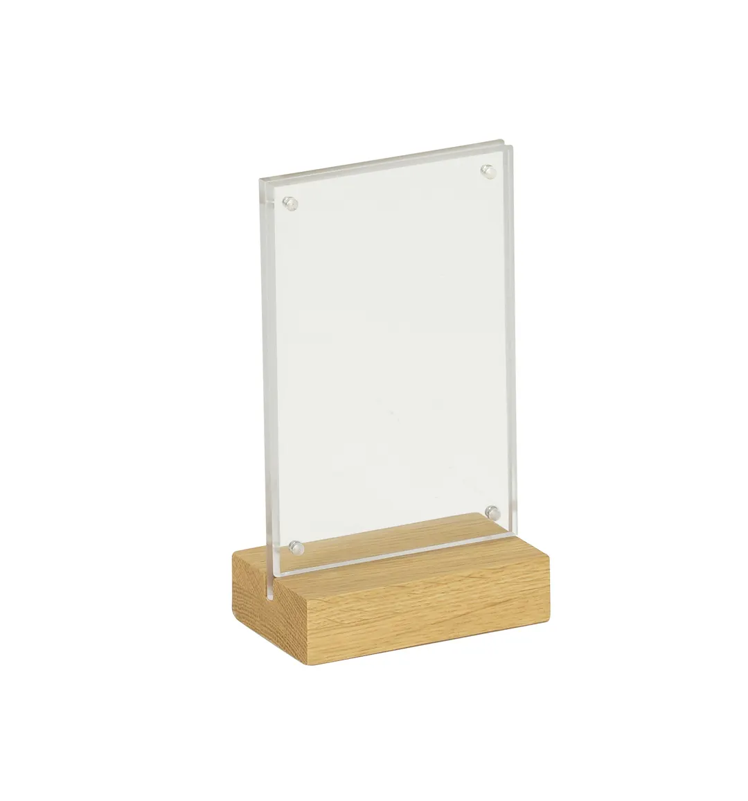 Cal-Mil 23185-46-21 Sydney Card Holder, 4"W x 2.5"D x 6.5"H, Oak Finish, Stainless Steel Base