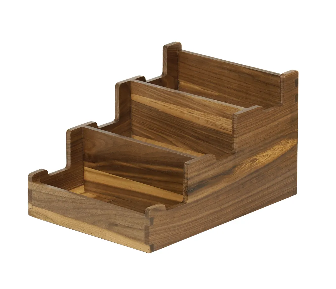 Cal-Mil 23186-78 Sydney Serving Flatware Holder, 12" W x 10" D x 3" H, 3-Section Walnut Design