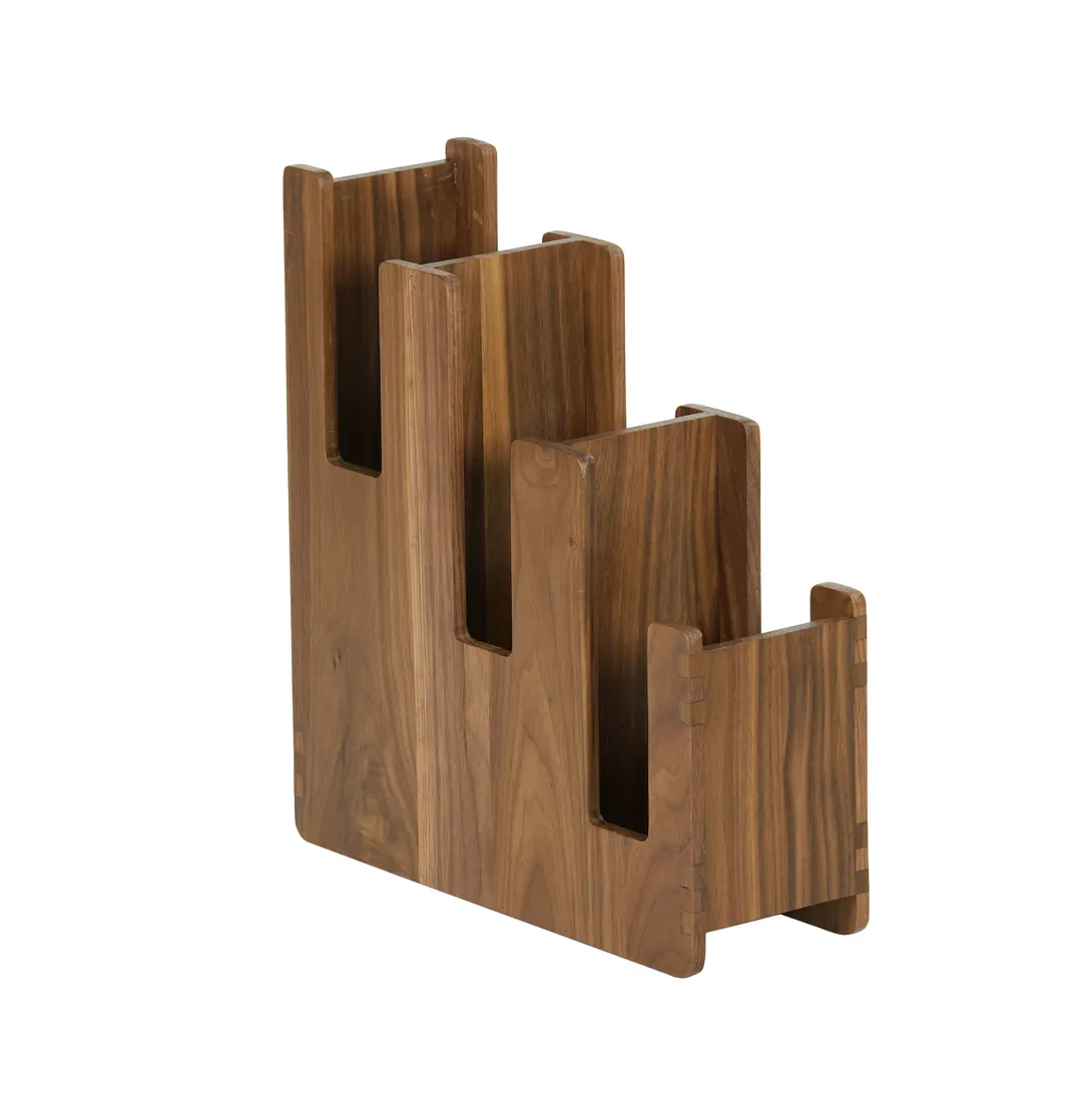 Cal-Mil 23187-78 Sydney 3 Lid/Cup Holder, 5"W x 16"D x 12"W, Walnut Finish - Aid for Café Beverage