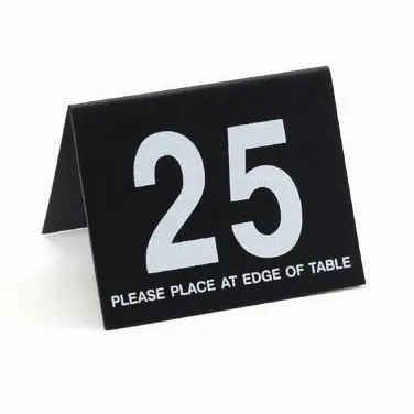 Cal-Mil 234-13 Number Tent Set, 3-1/2" x 3" Black Plastic, White Numerals, #1‑#25 - 25/Set