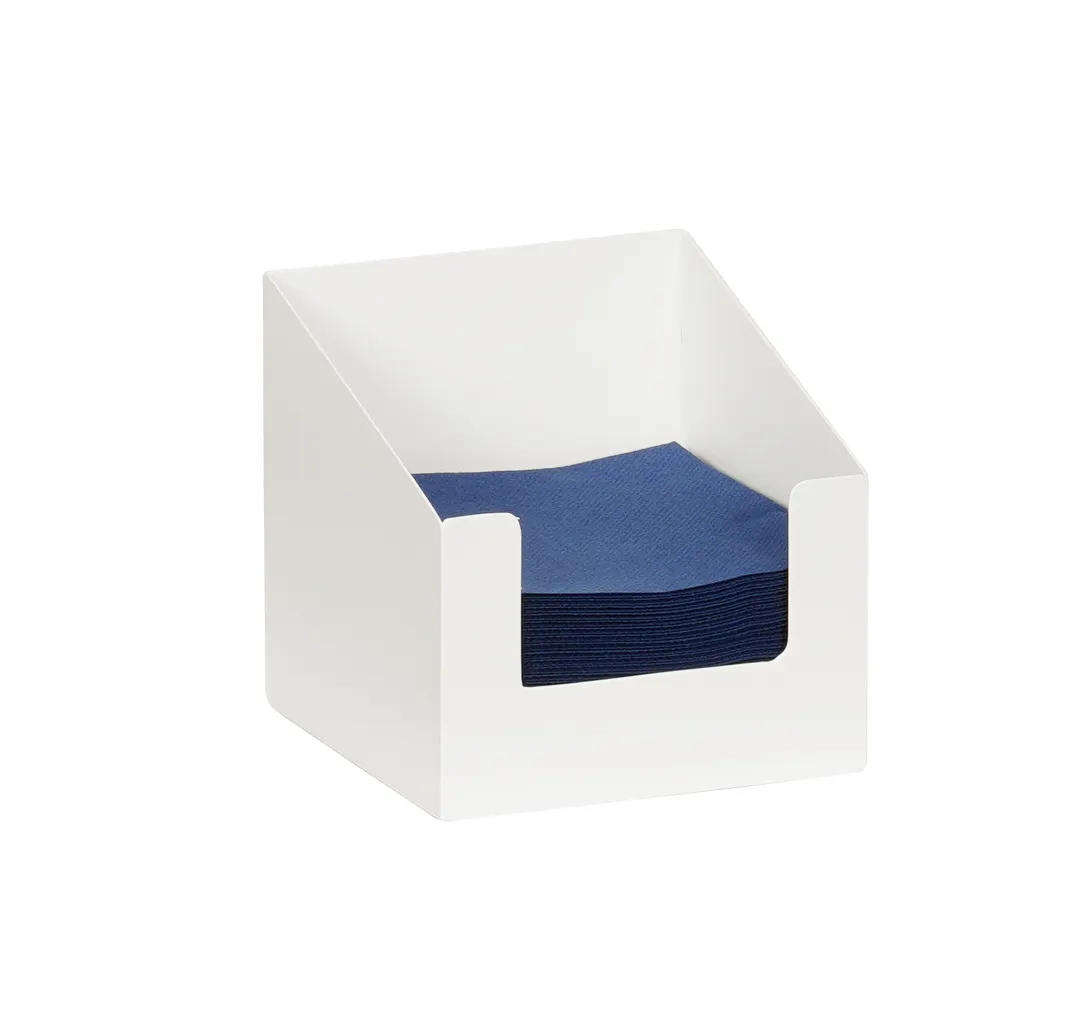 Cal-Mil 23400-5-15 Juno Napkin Holder, White Metal, 5.5"W x 5.55"D x 5.5"H, Fits Cocktail Napkins