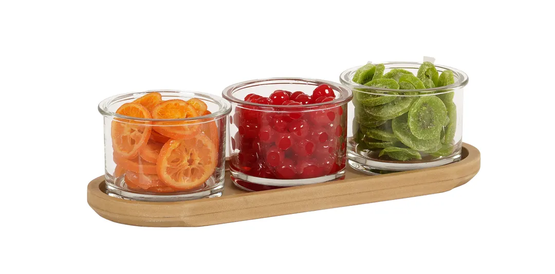 Cal-Mil 23430-122 Renew 3 Jar Display, 16"W X 6"D X 4"H, Upcylced Rice Hulls Construction