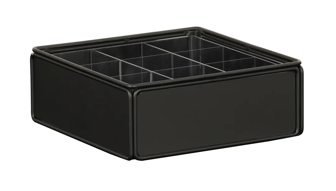 Cal-Mil 23703-13 9-Section Condiment Tray, Black Onyx Metal, 11.75W x 11.75D x 4.5H, Compartments
