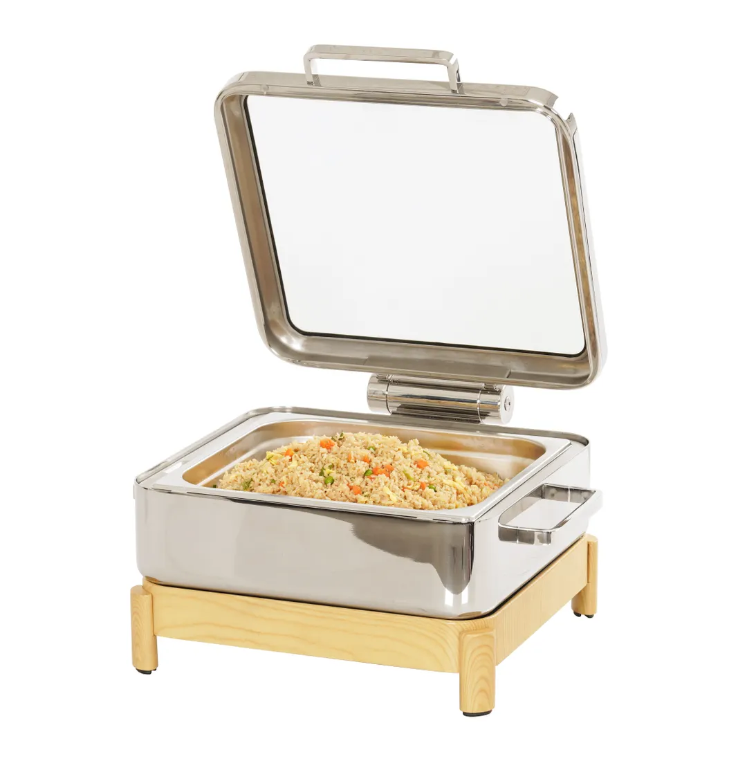 Cal-Mil 23719-71 Induction Chafer, 16"W X 16"D X 10"H With Soft-Close See-Through Blonde Lid