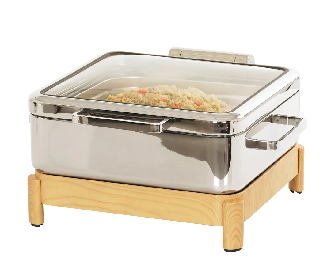 Cal-Mil 23719-71 Induction Chafer, 16"W X 16"D X 10"H With Soft-Close See-Through Blonde Lid