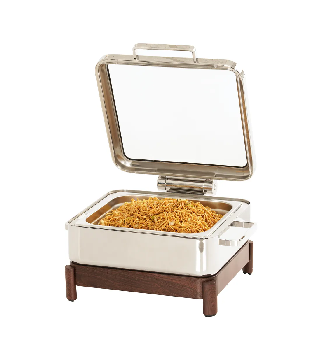 Cal-Mil 23719-78 Induction Chafing Dish Heater, 16" W x 16" D x 10" H Soft-Close Walnut Lid