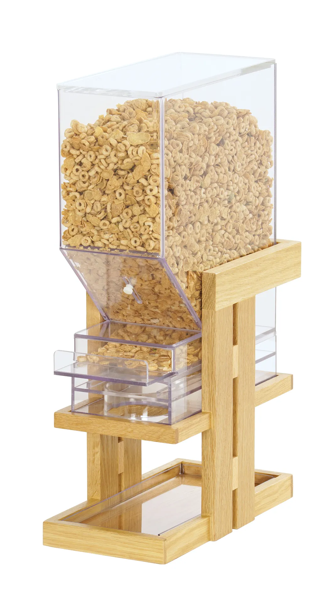 Cal-Mil 23728-1-21 Countertop Cereal Dispenser, 7" W x 9.5" D x 24" H, Oak Wood Base, Food Storage