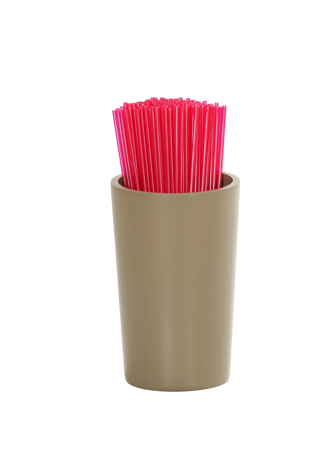 Cal-Mil 23742-4-125 Taupe Resin Cylinder Utensil Holder, 3.75" dia. x 5.75"H