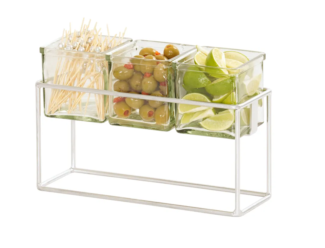 Cal-Mil 23747-6-49 3 Jar Holder, 12.5"W X 4.5"D X 6"H, Chrome-Plated Wire