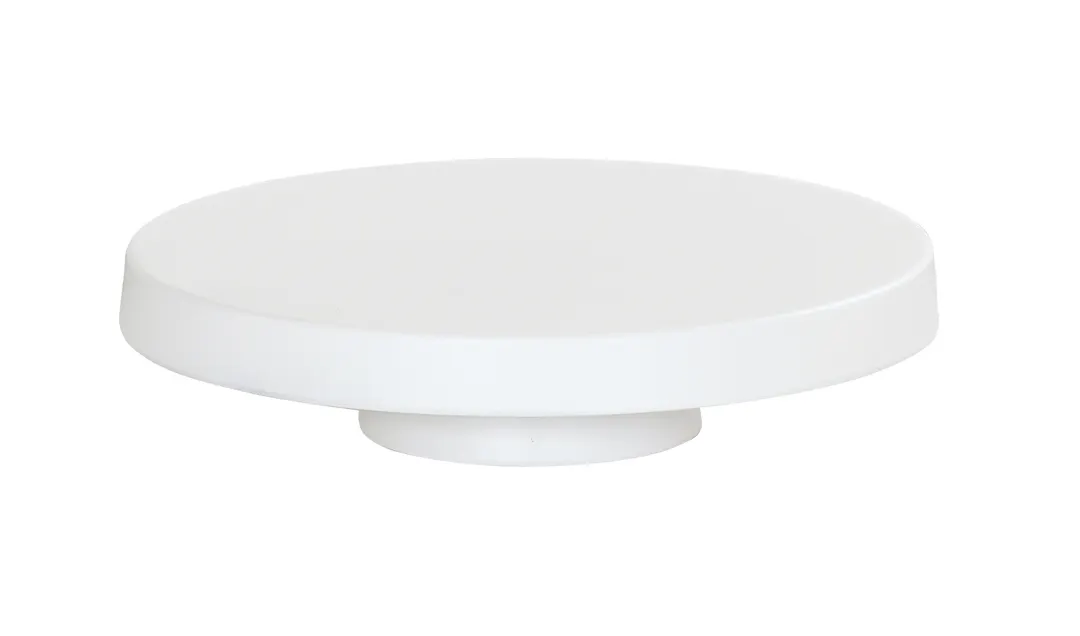 Cal-Mil 23755-102-15 Pedestal Stand, 10.25" Dia x 2.25" H Round White Melamine, Dishwasher Safe