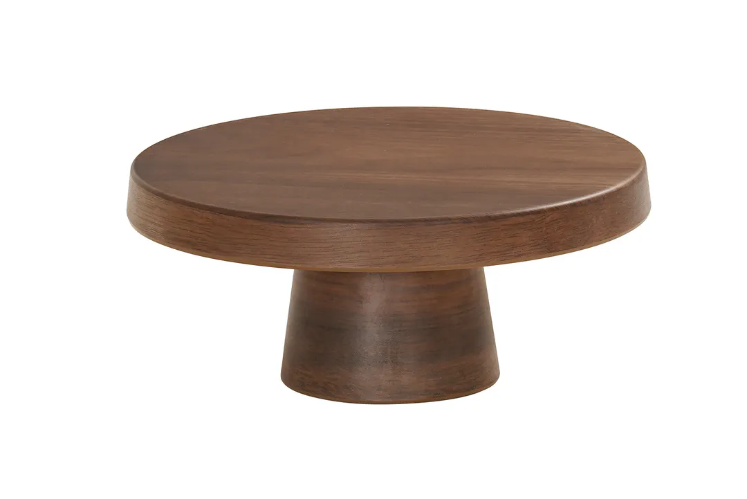 Cal-Mil 23755-104-78 Pedestal Display Stand, 10.25" Dia X 4.25" H, Brown Melamine, Dishwasher‑Safe