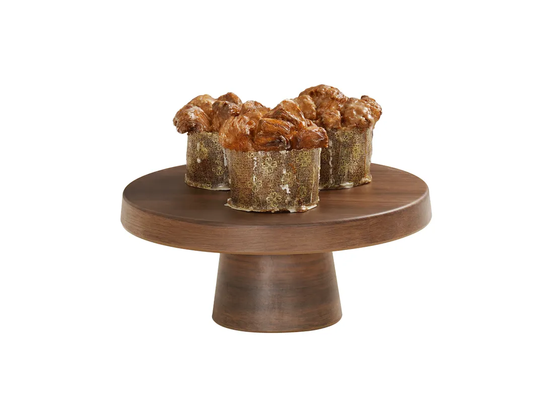 Cal-Mil 23755-104-78 Pedestal Display Stand, 10.25" Dia X 4.25" H, Brown Melamine, Dishwasher‑Safe