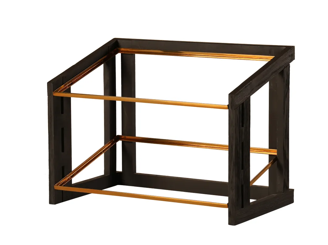 Cal-Mil 23780-2-13 Brooklyn Merchandiser, 2-Tier, Textured Wood Base Accented By Antique Brass Details