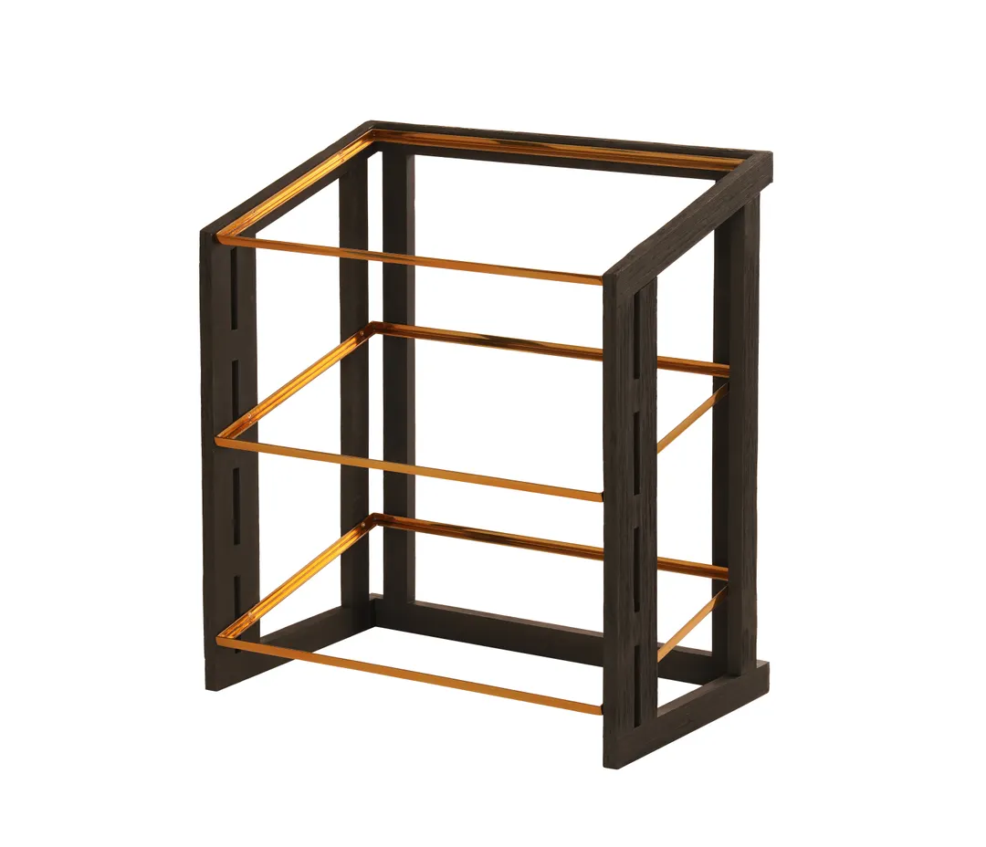 Cal-Mil 23780-3-13 Brooklyn Merchandiser, 3-Tier, Textured Wood Base Accented By Antique Brass Details