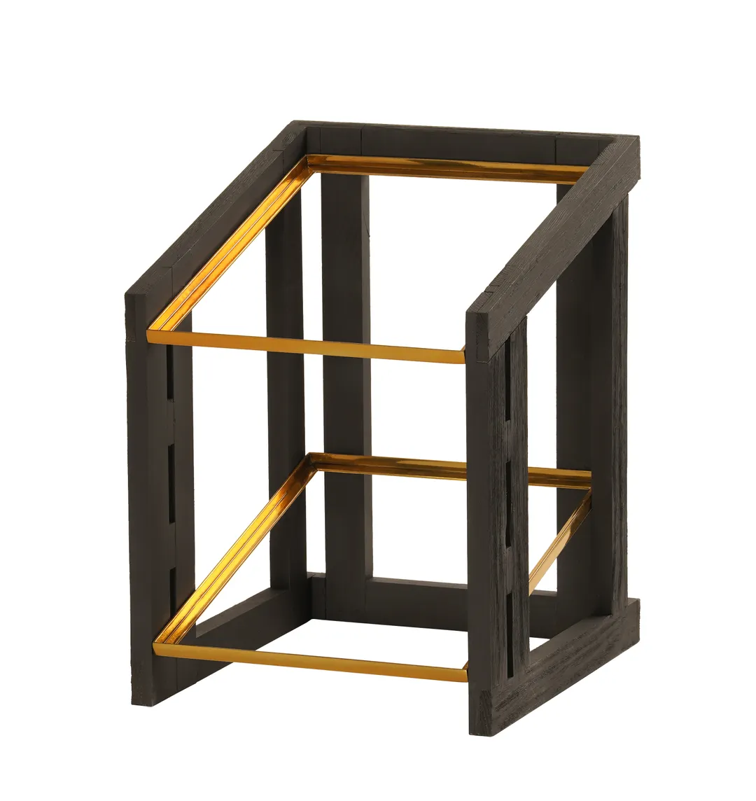 Cal-Mil 23781-2-13 Brooklyn Merchandiser, 2-Tier, Textured Wood Base Accented By Antique Brass Details