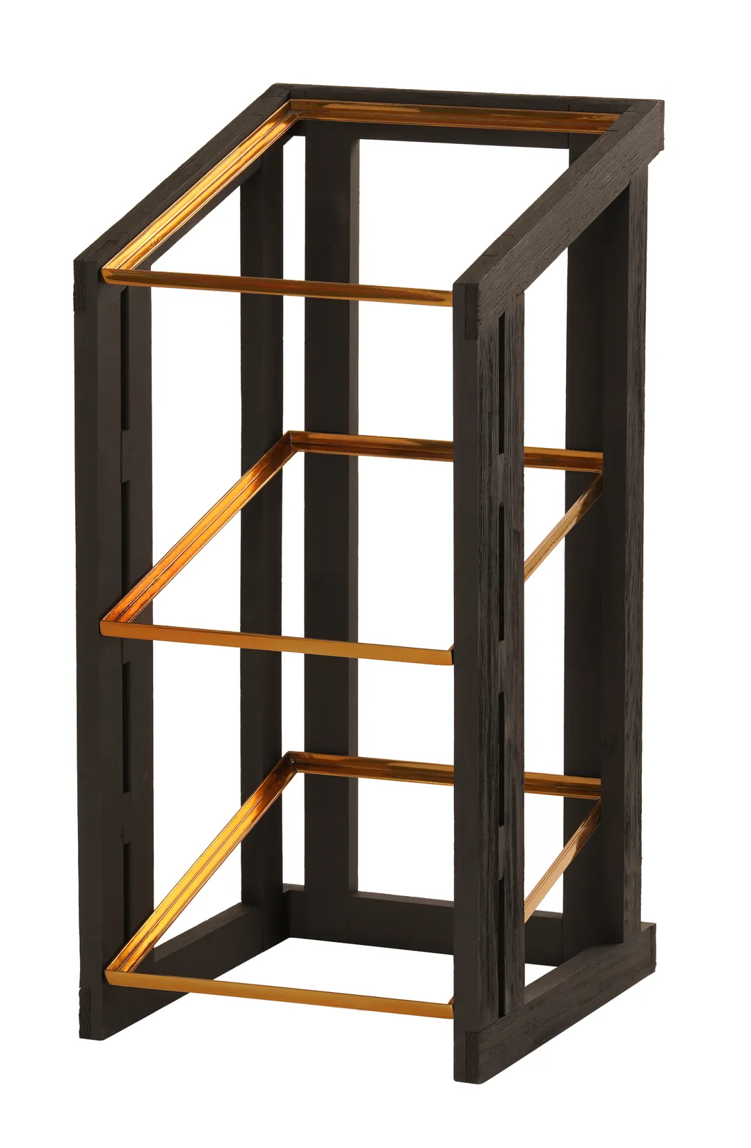 Cal-Mil 23781-3-13 Brooklyn Merchandiser, 3-Tier, Textured Wood Finish Accented By Antique Brass Details