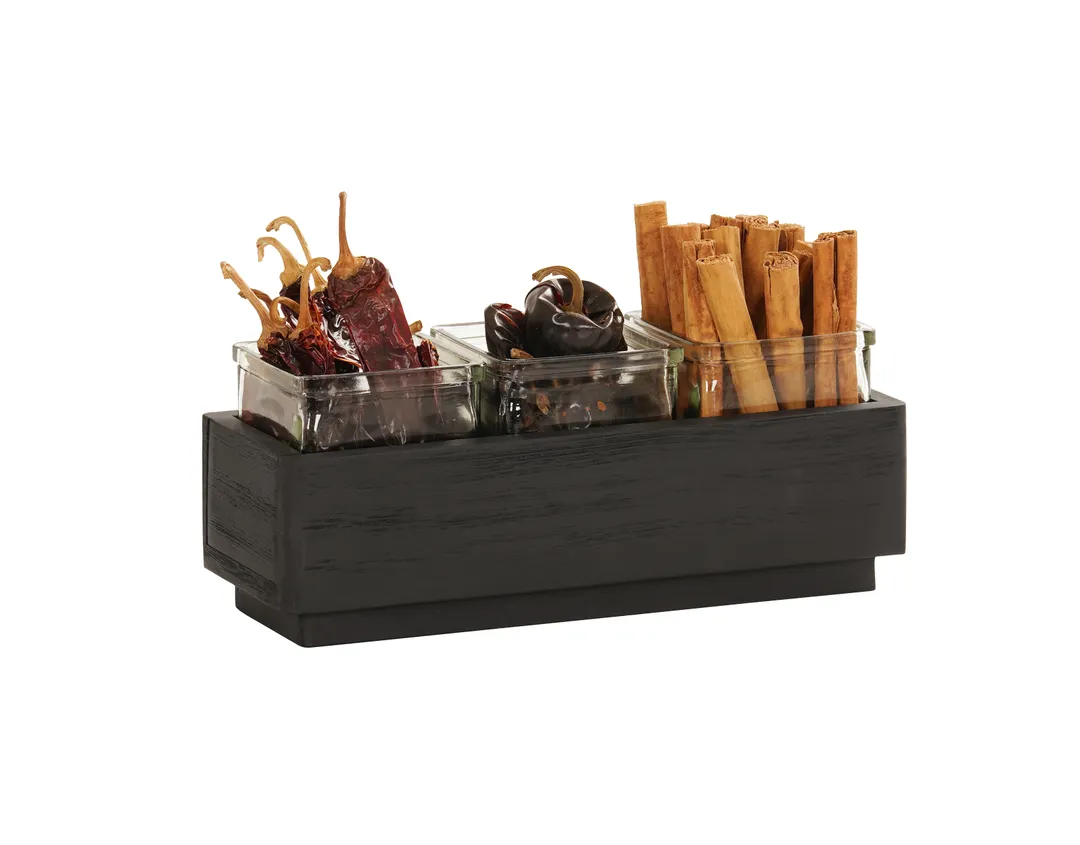 Cal-Mil 23787-3-13 Brooklyn 3 Jar Holder, 5"W X 12.75"D X 4.5"H, Textured Wood Base