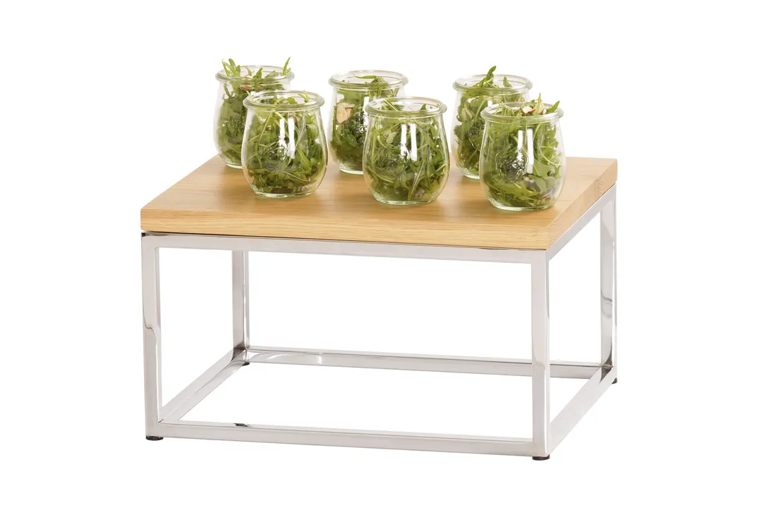 Cal-Mil 23801-1012-49 Riser, 10"W X 12"D X 6.75"H, Open Frame, Chrome