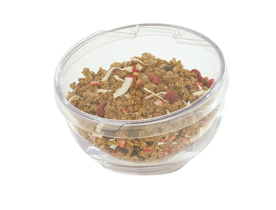 Cal-Mil 23809-7LID Clear Plastic Lid, 7.5" Dia x 1" Ht Hinge, Fits Cal-Mil Poly Bowls