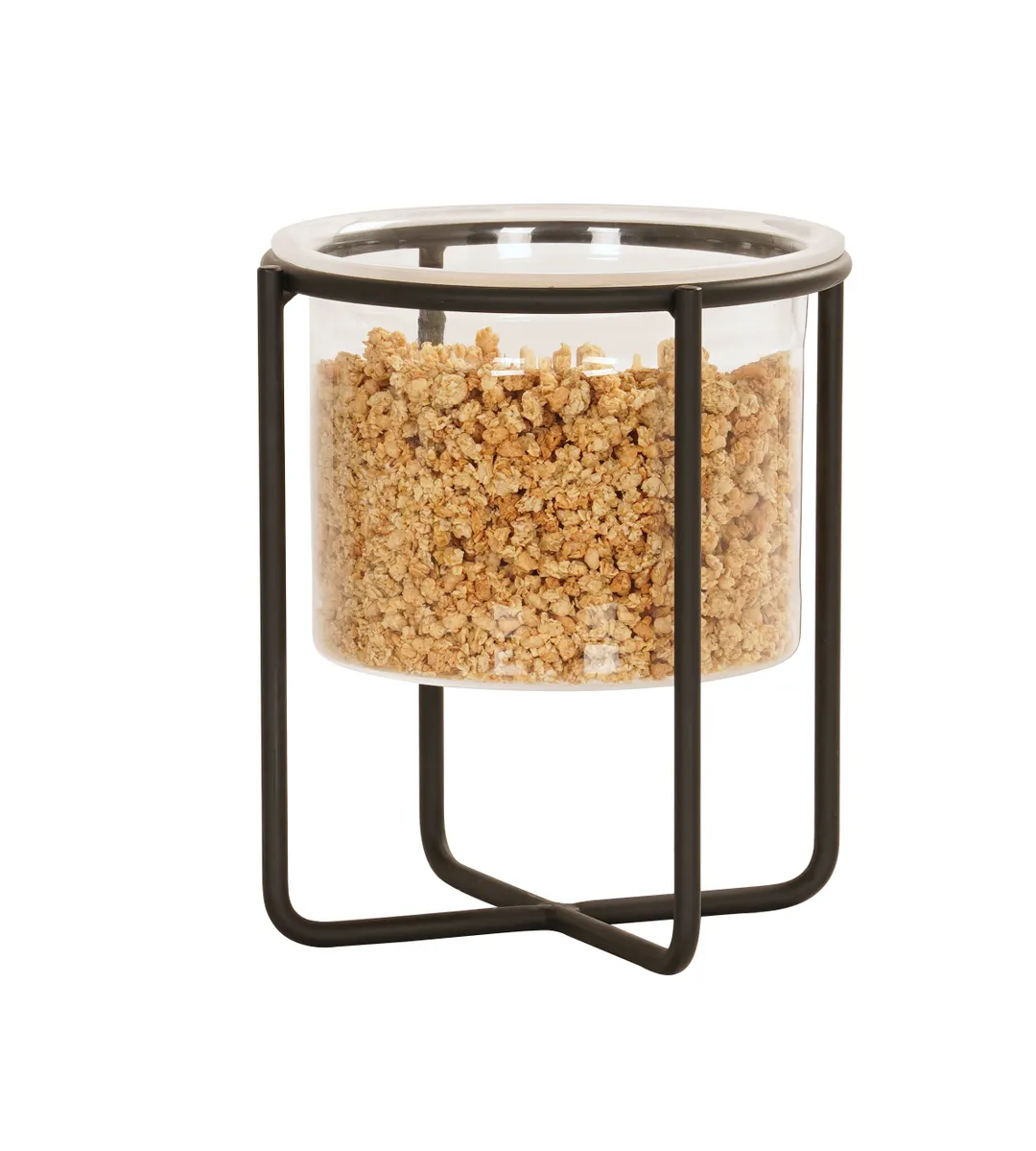 Cal-Mil 23810-8-12 Countertop Cereal Jar, 8.25" Dia x 5" H, Plastic, SS Base, Fits 23791 Frames