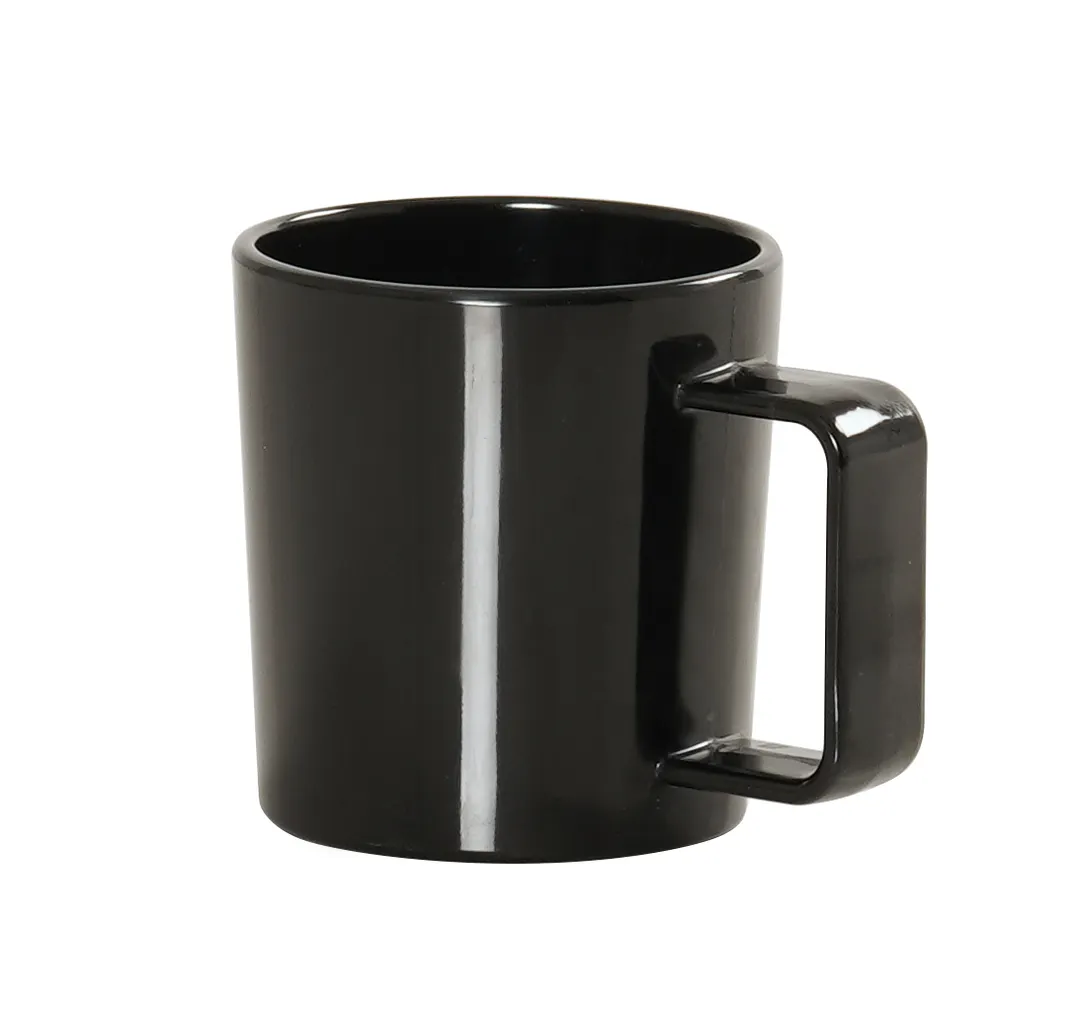 Cal-Mil 23821-13 12‑Oz Stackable Melamine Coffee Mug, Black, Dishwasher Safe Tableware