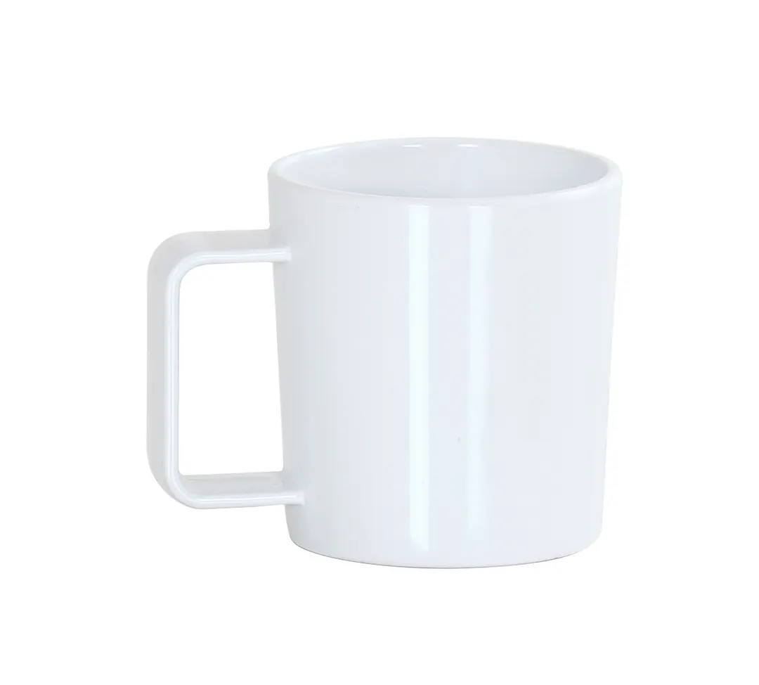 Cal-Mil 23821-15 Plastic Coffee Mug, 12 oz Capacity, White Melamine, Stackable, Dishwasher Safe