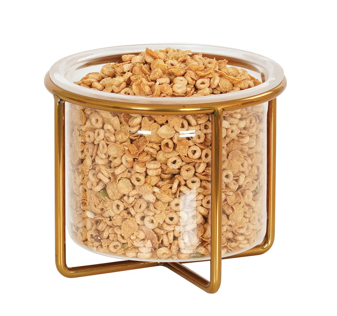 Cal-Mil 23822-8-12 Countertop Cereal Dispenser, 8.25" Dia x 2.5" H, Clear, Metal Base, 1 Dispenser