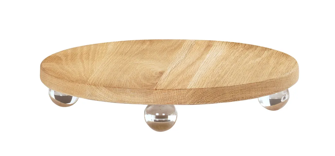 Cal-Mil 23857-12-21 Cup & Lid Dispenser, Riser Board, 12" W x 12" D x 2.5" H, Oak Clear Acrylic Feet