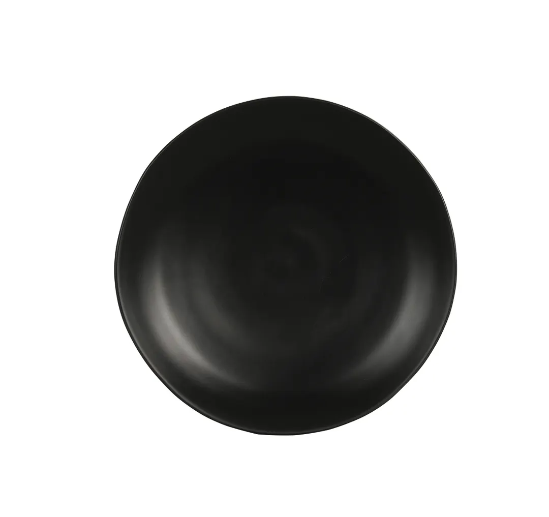 Cal-Mil 24031-9-13 Hand Thrown Melamine Plate, 9" Diameter x 1" Height, Black Round, Dishwasher Safe