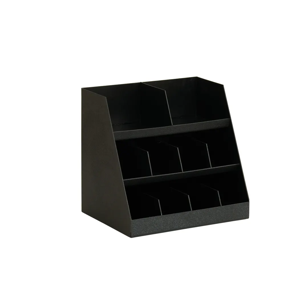 Cal-Mil 24068-13 Napkin and Silverware Holder, 16"W x 12"D x 15"H, 10 Compartments, Black ABS Plastic
