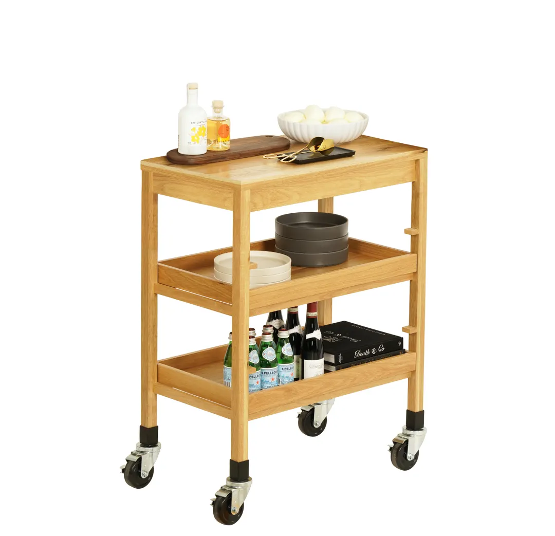 Cal-Mil 24072-21 Sydney Serving Cart, 27"W x 16"D x 30.75"H, Oak with Pull Out Shelf