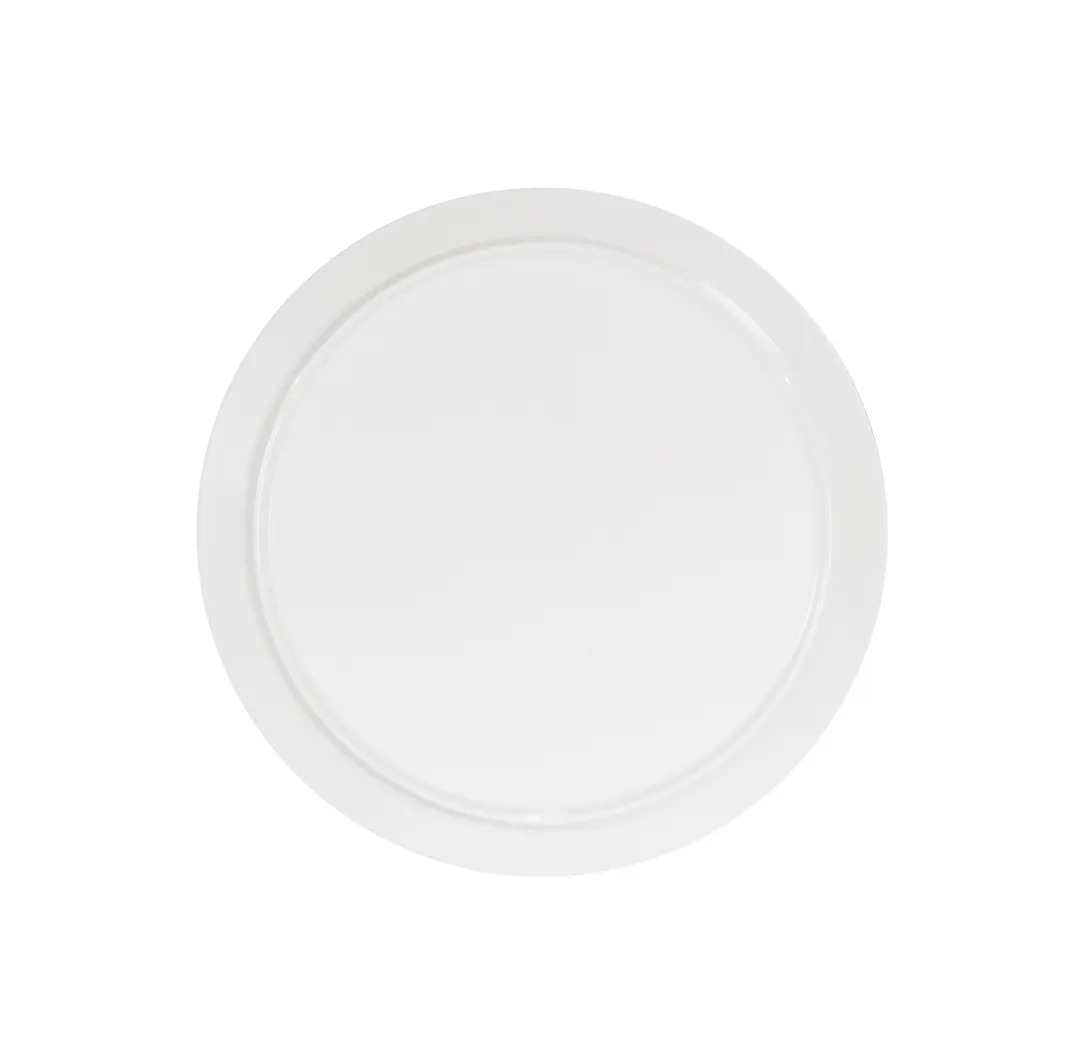 Cal-Mil 24102-9-15 - 9" White Round Melamine Plate, 9" Diameter x .75" Height, Narrow Rim, Safe