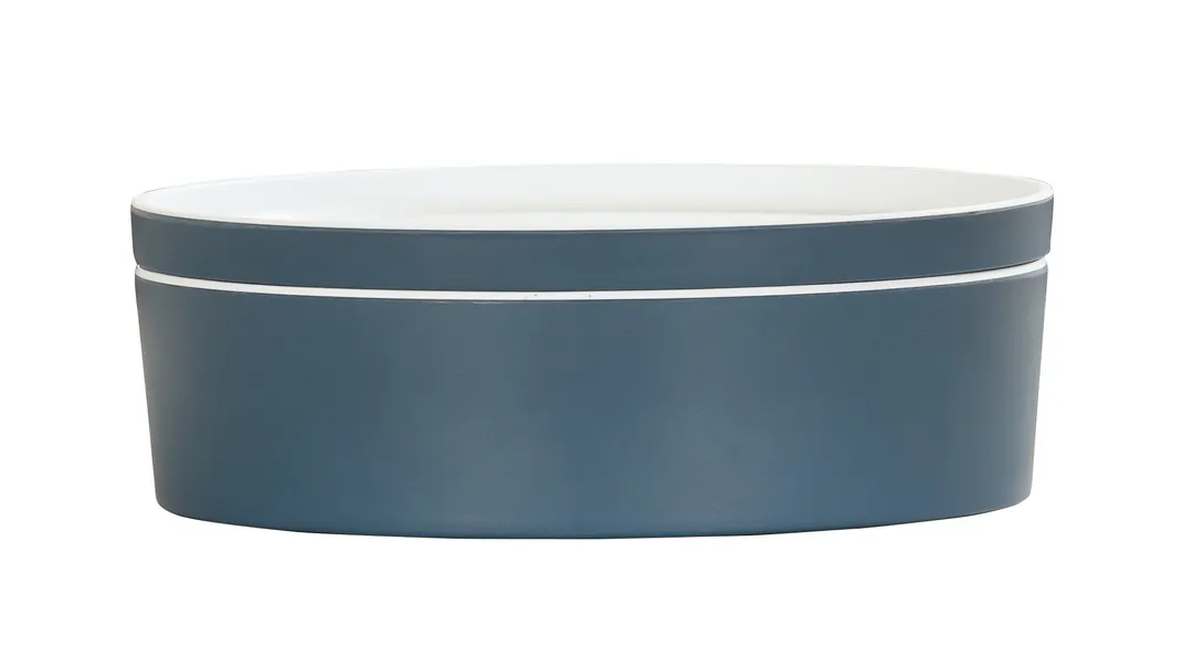 Cal-Mil 24126-9-111 Bento Box, 9" Dia., Round, 3"H, Dishwasher Safe, Melamine, Stone Blue